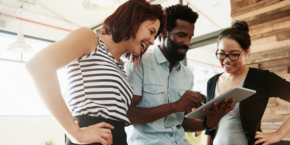 Infor CRM SLX customers using a tablet 