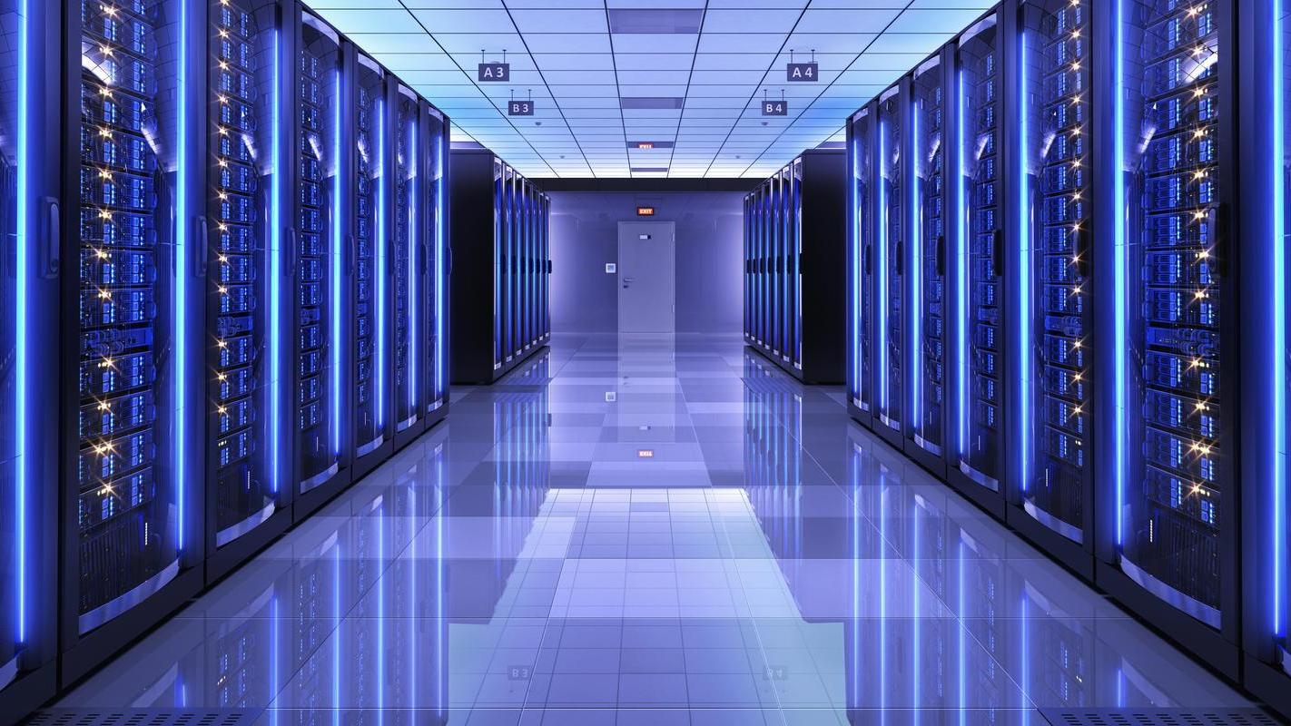 Server room in a data center 