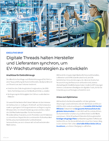 Digital threads keep manufacturers and   suppliers in sync to forge EV growth strategies Executive Brief German 457px