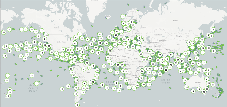 map of supply chain disruption across the world