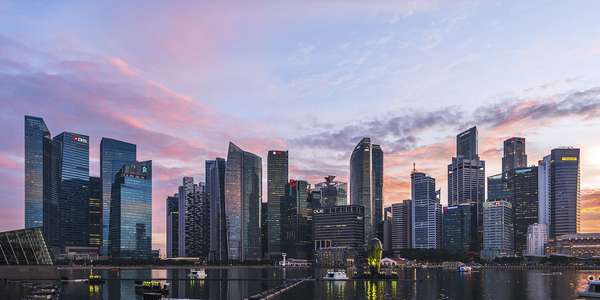 skyline at sunset Marina Bay   Singapore APAC 