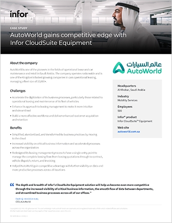 AutoWorld gains competitive edge with Infor CloudSuite Equipment Case Study 1 page English