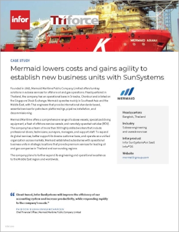 Mermaid Case Study Infor SunSystems Infor OS Subsea engineering and vessels services APAC English