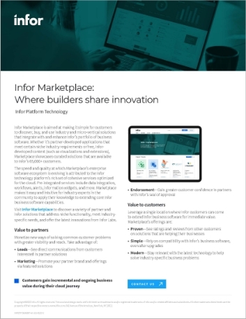 Infor Marketplace Where builders share innovation Data Sheet   English   