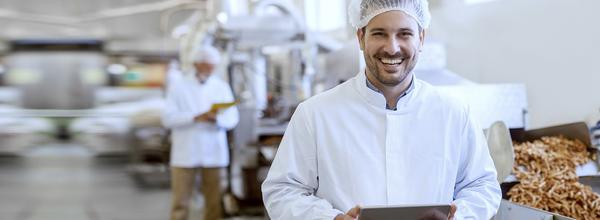 food plant worker with ipad