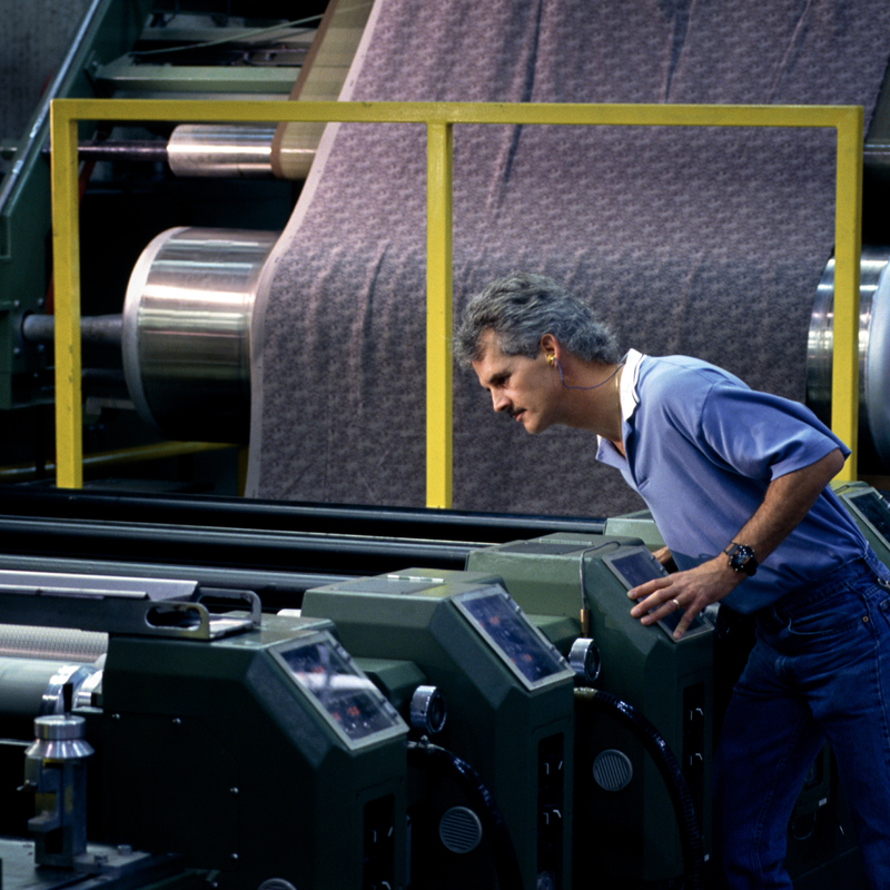 Male worker at a fabric/textile factory