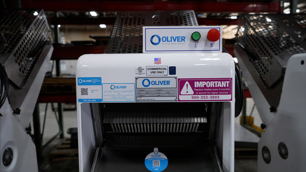 Oliver bread slicing machine in factory