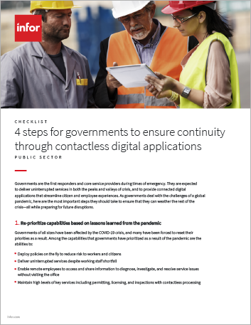 4 steps  for governments to ensure continuity through contactless digital applications   Checklist English