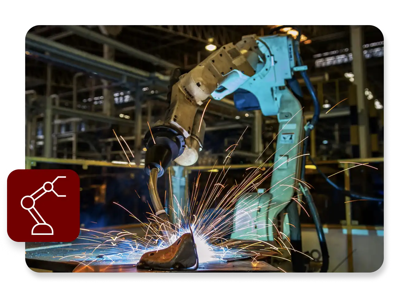 Robotic arm in an industrial manufacturing facility