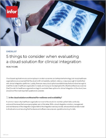 5 things to consider when evaluating a cloud solution for clinical integration Checklist English