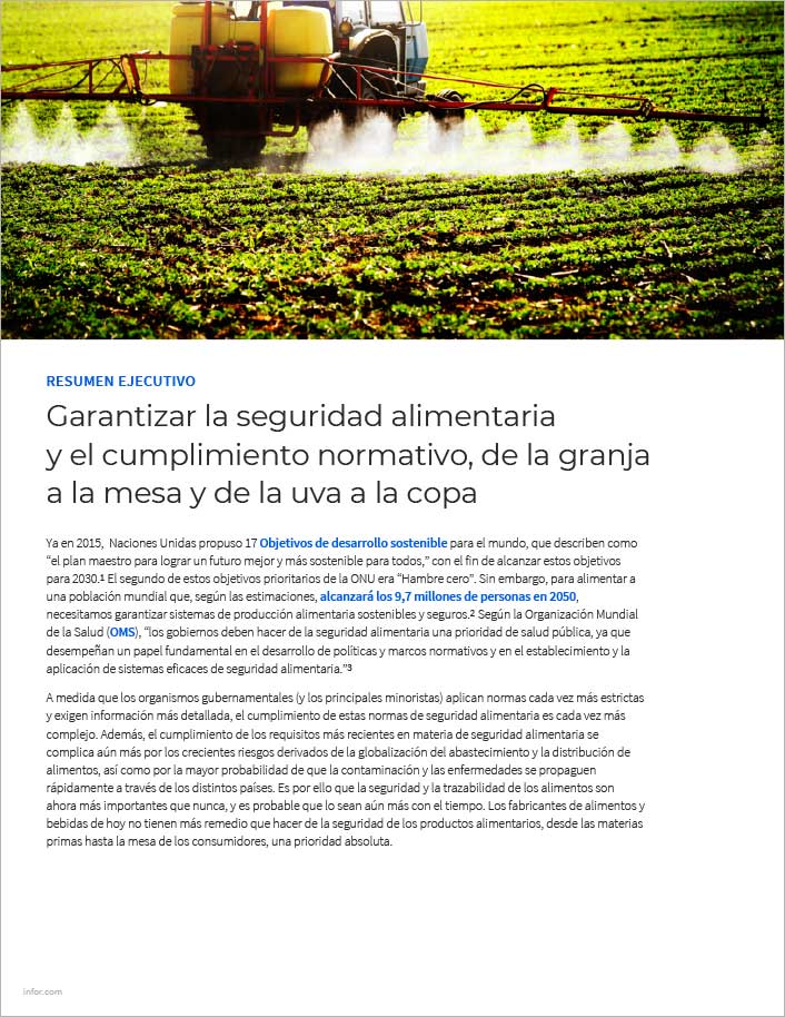 th Ensuring food safety and compliance from farm to table and grape to glass Executive Brief Spanish Spain 