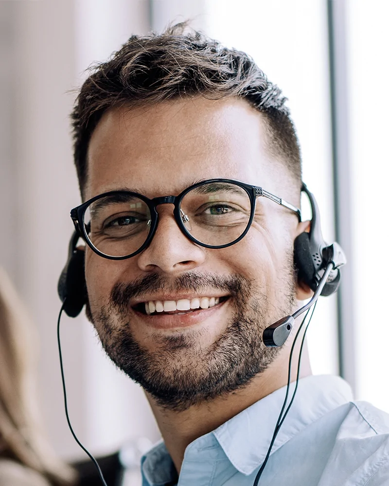 Call center operators working in the office