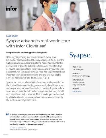 Syapse advance real world care with Infor Cloverleaf