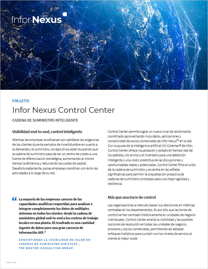 th Infor Nexus Control Center Brochure Spanish Spain 