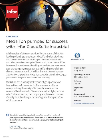 Medallion pumped for success with Infor CloudSuite Industrial