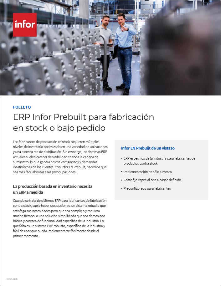 Infor LN Prebuilt ERP for Make to Stock
  Manufacturers Brochure Spanish LATAM 457px