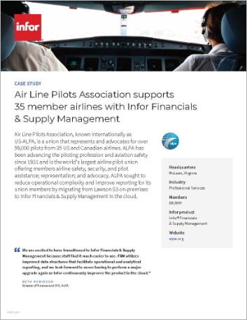 Air Line Pilots Association Case Study Infor Financials and Supply Management   Professional Services NA English