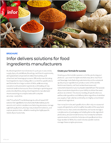 Infor solutions for food ingredients manufacturers