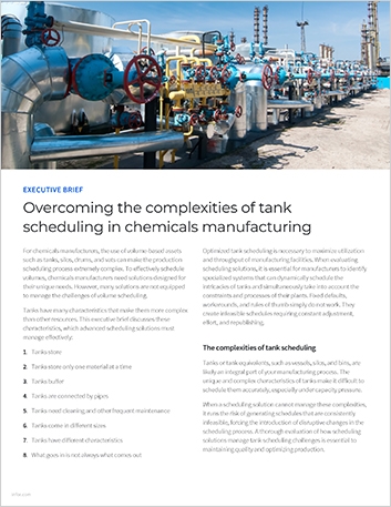 Overcoming the complexities of tank scheduling in chemicals manufacturing