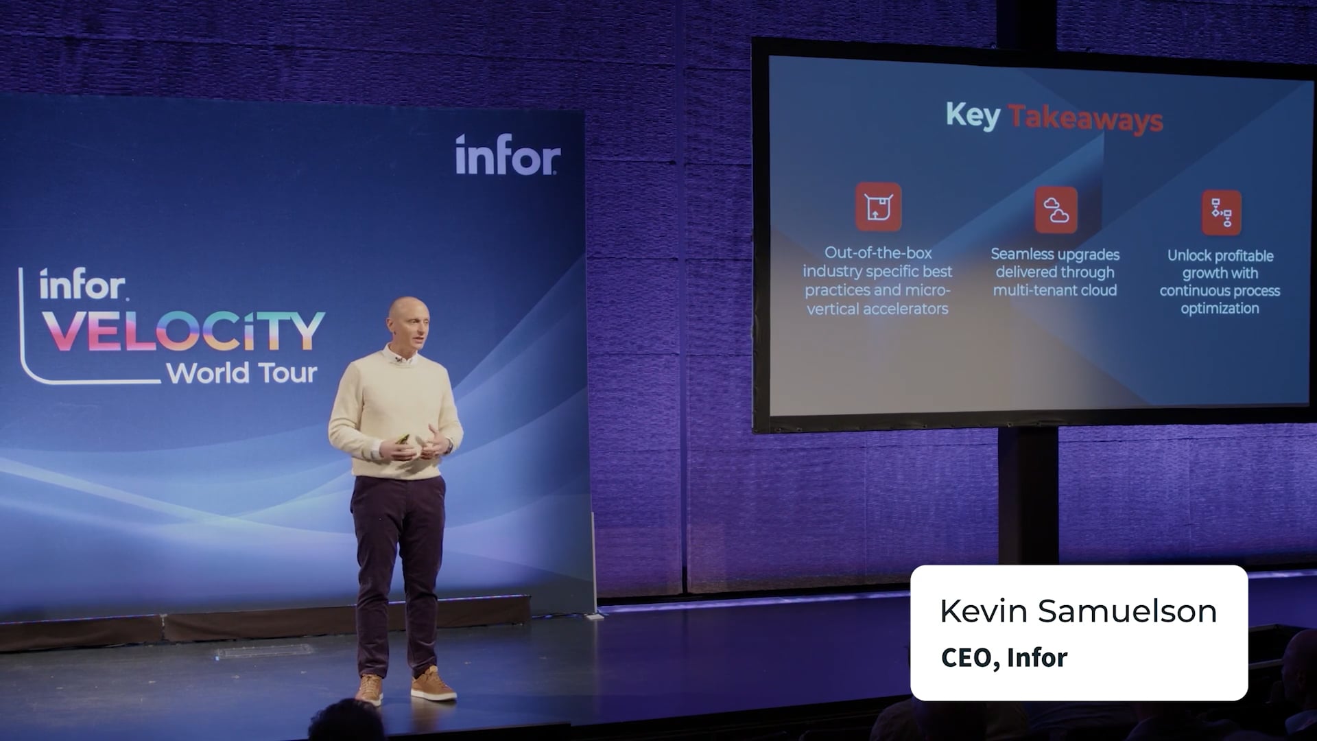 Kevin Samuelson on stage in Infor Velocity World Tour