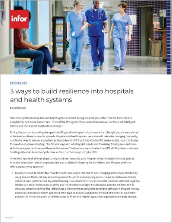 3 ways to build resilience into hospitals and healsystems Checklist English
