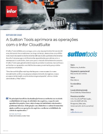 Sutton Tools sharpens operations with
  Infor CloudSuite Case Study Portuguese Brazil 457px