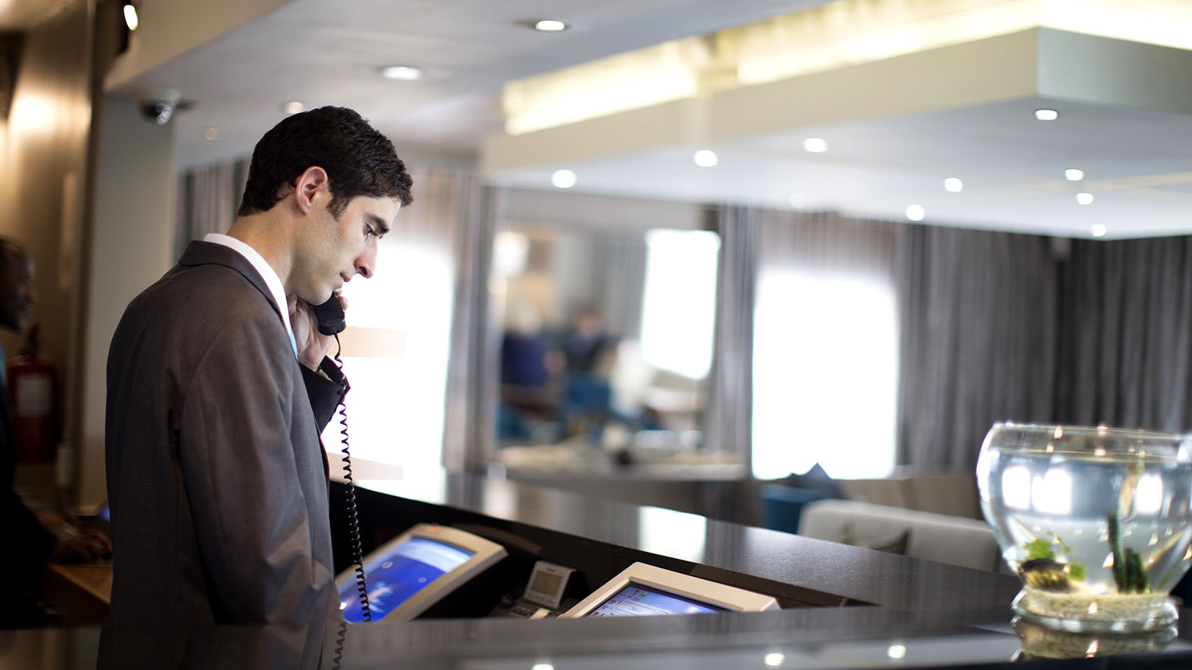 hotels receptionist phone reception lobby