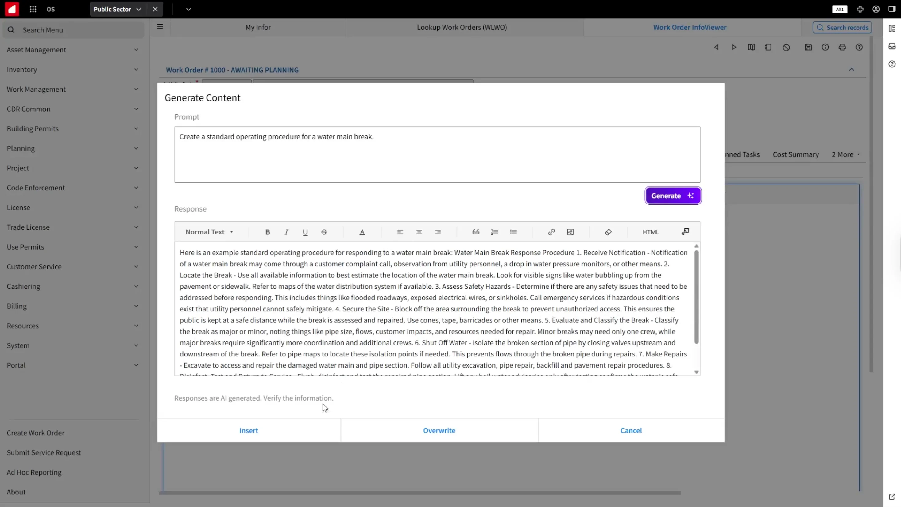 Infor GenAI embedded in ERP for service industries