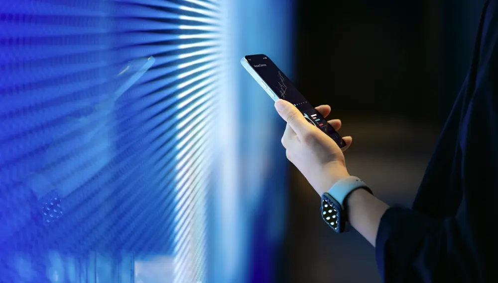 Person using WFM software on a mobile device