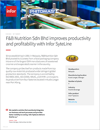 F and B Nutrition Sdn Bhd Case Study Infor SyteLine ERP Food and Beverage APAC   English