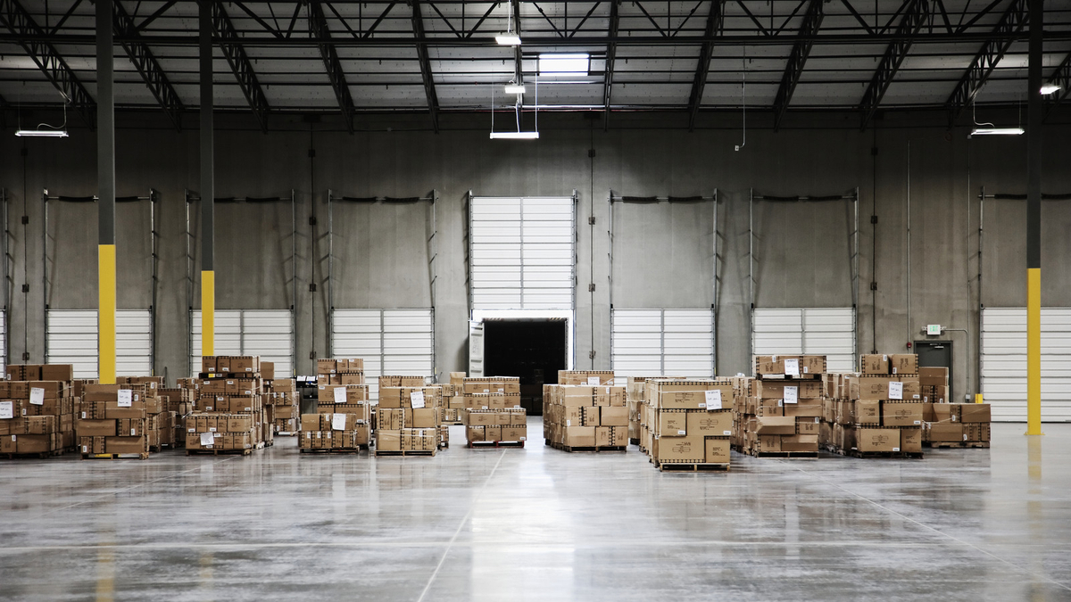 Boxes in a warehouse 