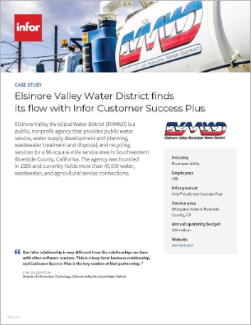 Elsinore  Valley Municipal Water District Case Study Infor Customer Success Plus   Municipal utility NA English