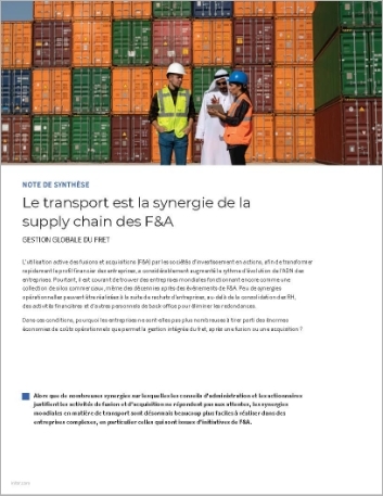 th Transportation is the forgotten M and   A supply chain synergy Executive Brief French France