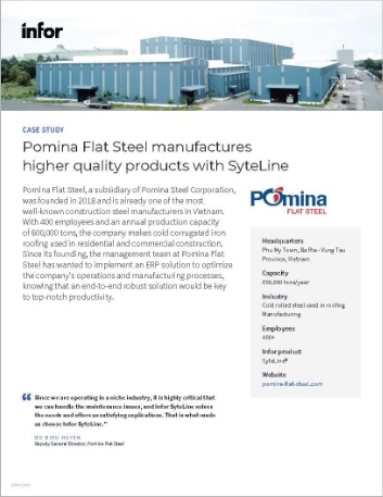Pomina Flat Steel manufactures higher quality products with Syteline Case Study