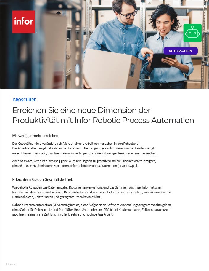 Achieve new heights of productivity with
  Infor Robotic Process Automation Brochure German 457px