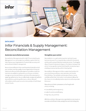 Infor Financials and Supply Management Reconciliation Management Data Sheet   English