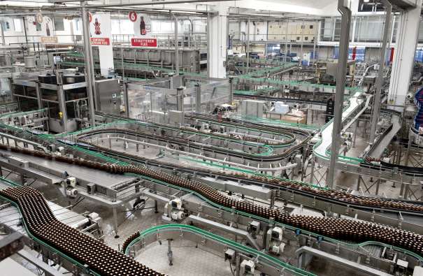 interior photo of a brewery bottling plant