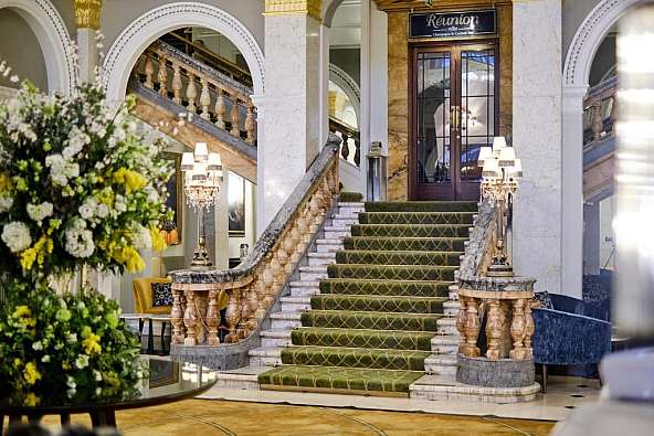 photo of the ornate staircase at a luxury london hotel