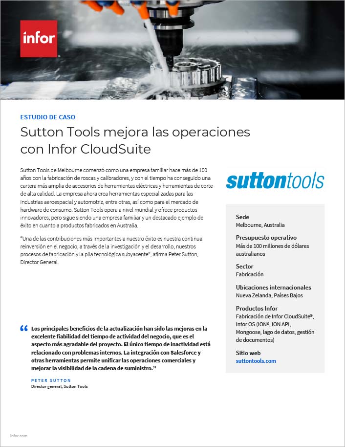 Sutton Tools sharpens operations with
  Infor CloudSuite Case Study Spanish spain 457px