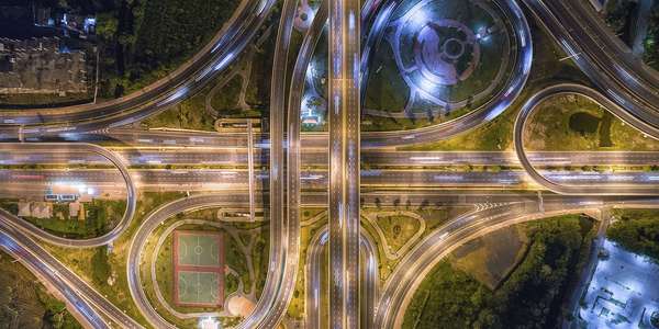 road aerial night loop