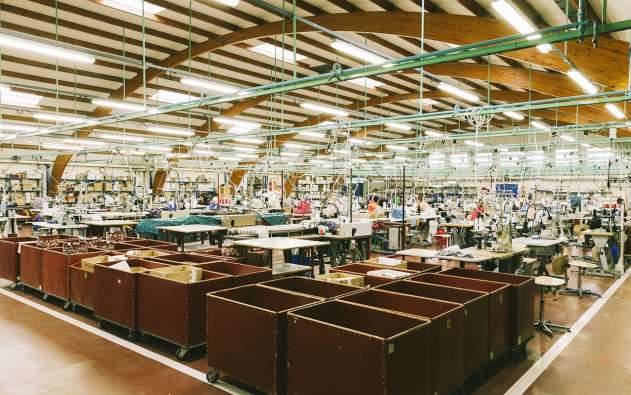 inside of a large clothing facility in france