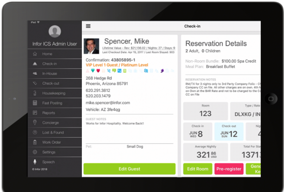 PMS-Systeme für Hotels – Screenshot der Anzeige der CRM-Benutzeroberfläche