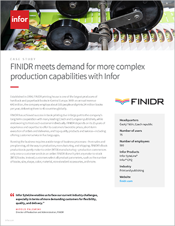 FINIDR Case Study Infor SyteLine Print and publishing EMEA English