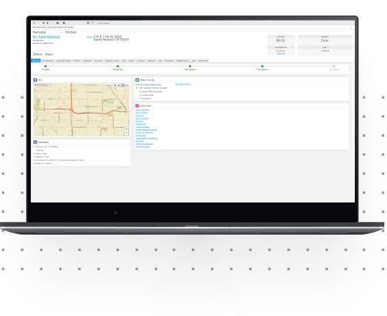 Infor Public Sector (IPS)  screenshot of a business requesting a remodeling permit from a city.