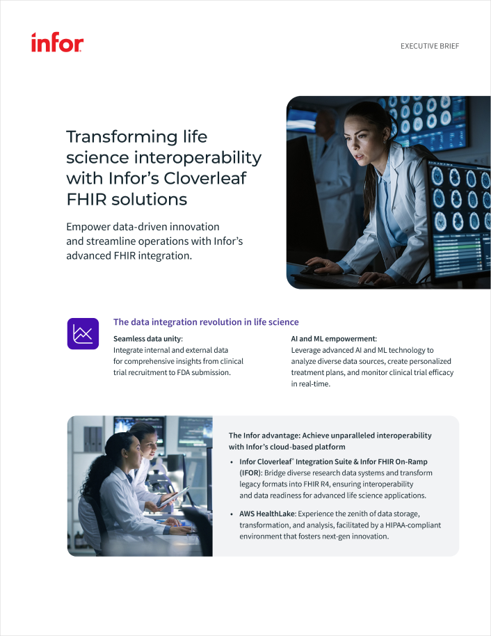 th Transforming life science interoperability with Infor’s Cloverleaf FHIR solutions Executive Brief 706x914 English 0724