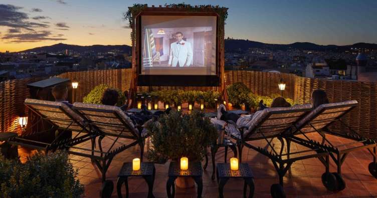 outdoor movie night at the hotel