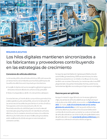 Digital threads keep manufacturers and   suppliers in sync to forge EV growth strategies Executive Brief Spanish Spain   457px