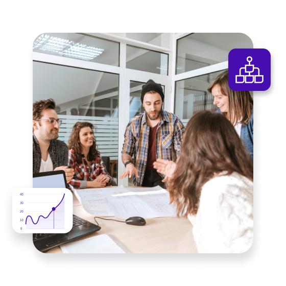 Group of colleagues having a team meeting