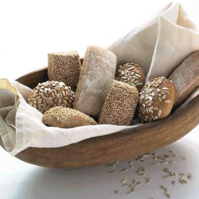Bread in wooden basket