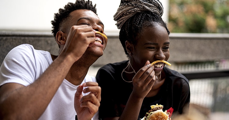 young people at fast food restaurant